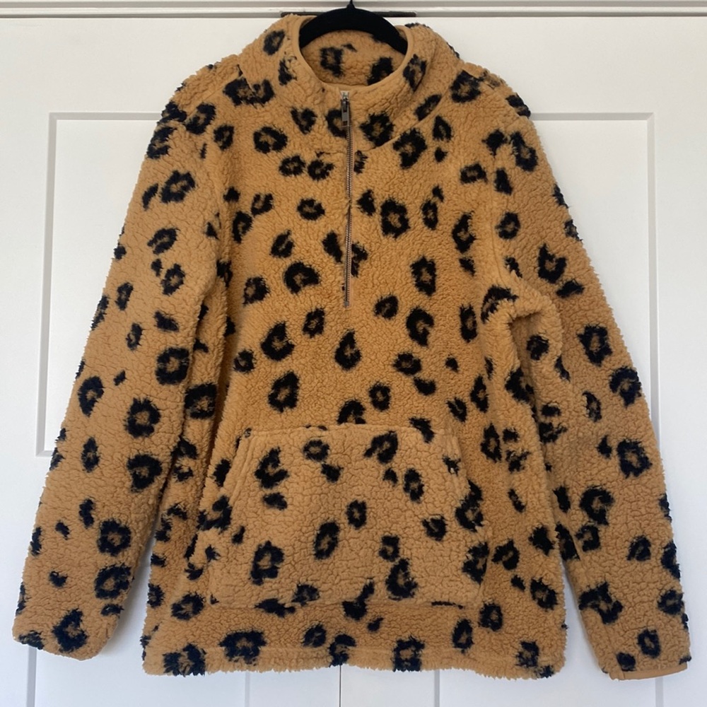 Cheetah Print Sherpa Zip-Up